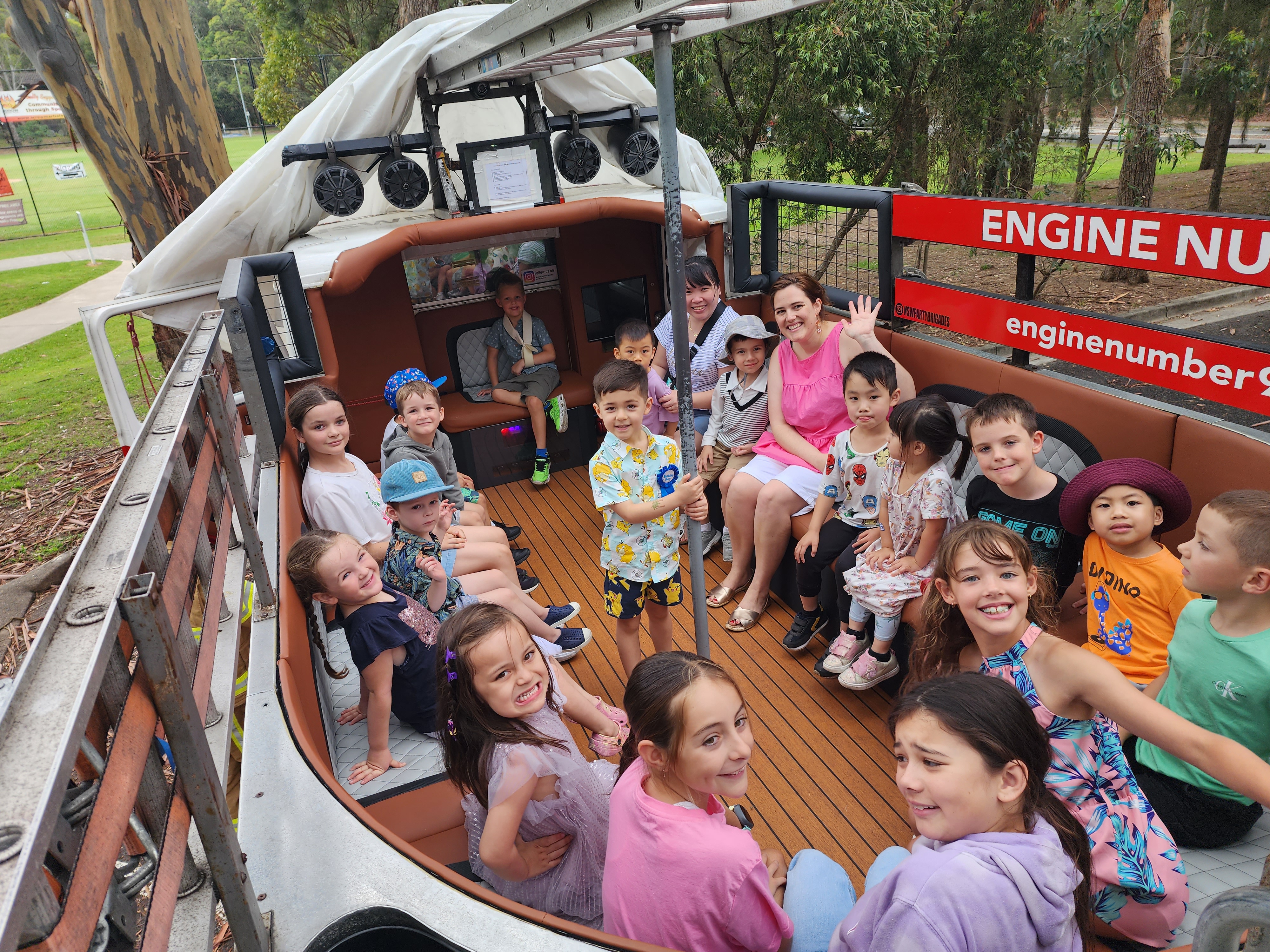 Sydney kids enjoying a fire truck party